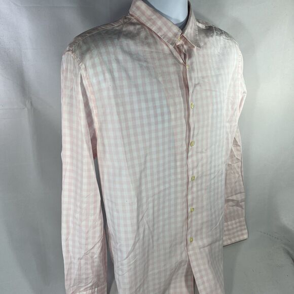 PAUL SMITH BUTTON DOWN LONG SLEEVE SHIRT MENS LARGE PINK WHITE CHECK COLLARED - Picture 4 of 13